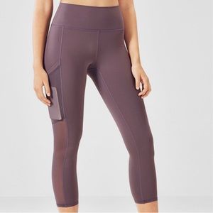 Fabletics Mauve Purple Pink Gray Grey XS Leggings with Pockets Mesh